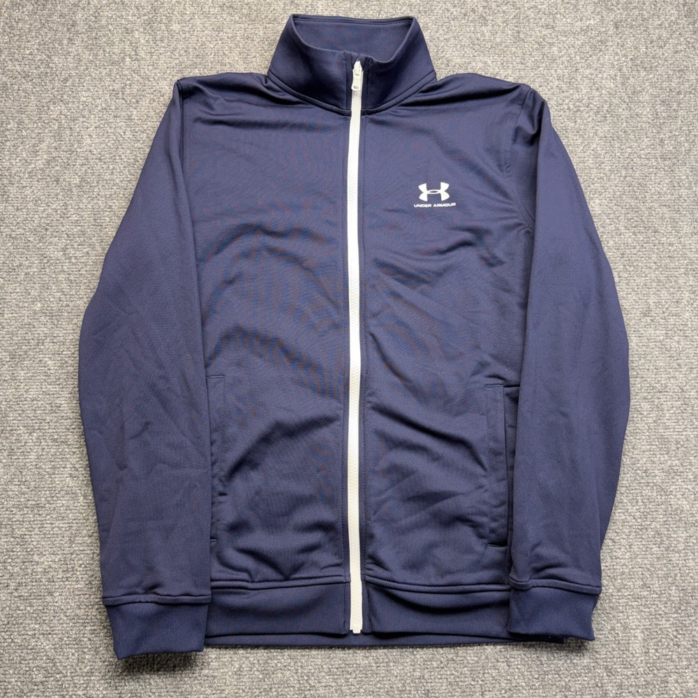 Under Armour Sportstyle Tricot Jacket Navy Blue Full Zip 1329293-410 Mens Small